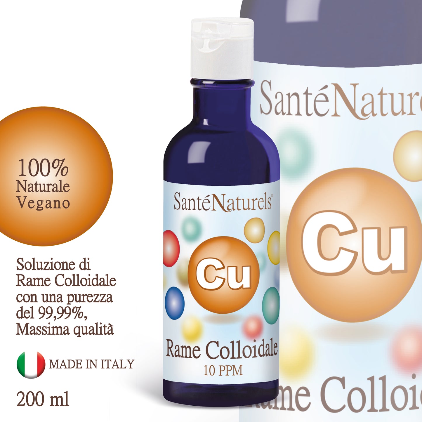 Rame Colloidale Artrite, Osteoporosi, Ossa, Antinfiammatorio. 10 ppm 200 ml
