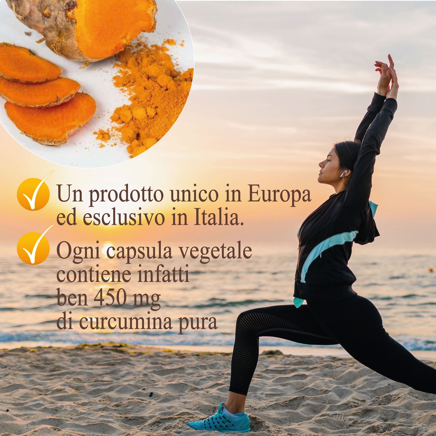 Curcumina Purissima. Formulazione unica: solo curcumina, senza altri ingredienti aggiunti.