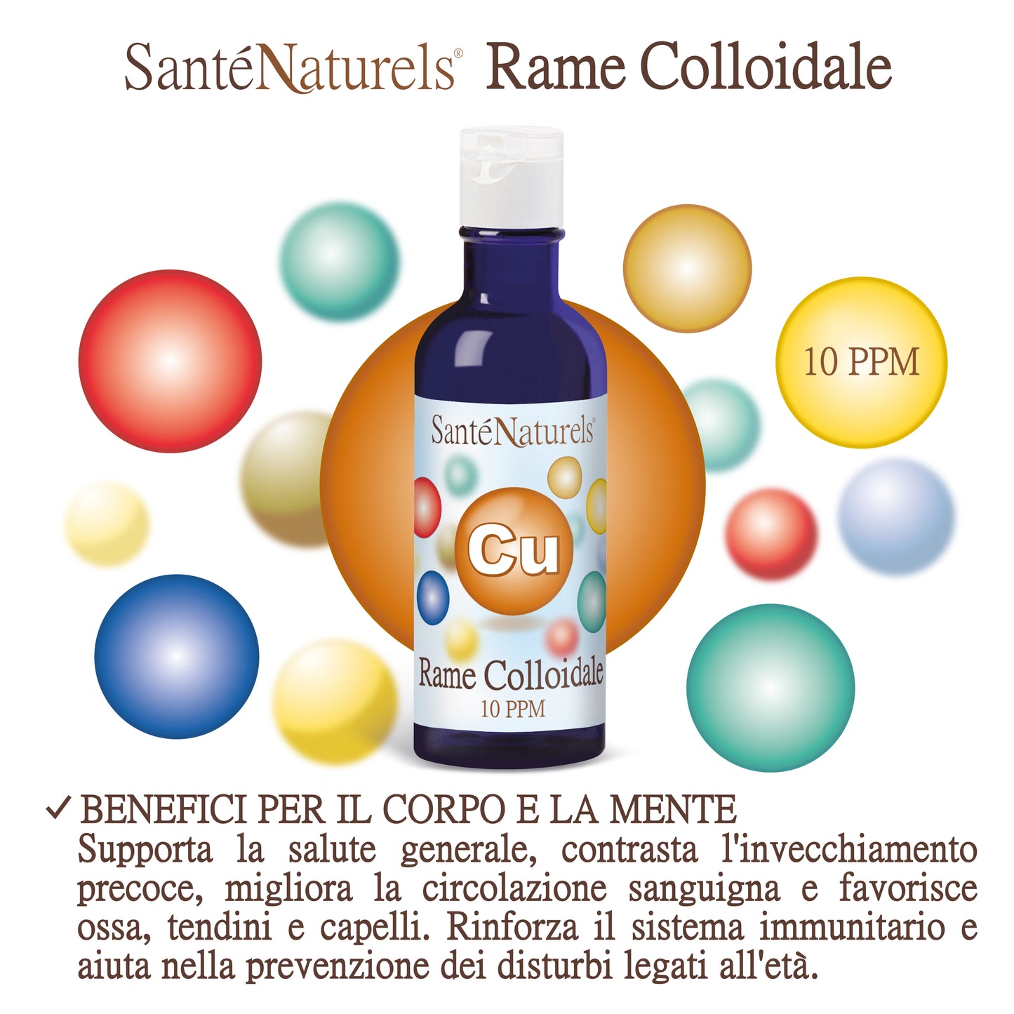 Rame Colloidale Artrite, Osteoporosi, Ossa, Antinfiammatorio. 10 ppm 200 ml