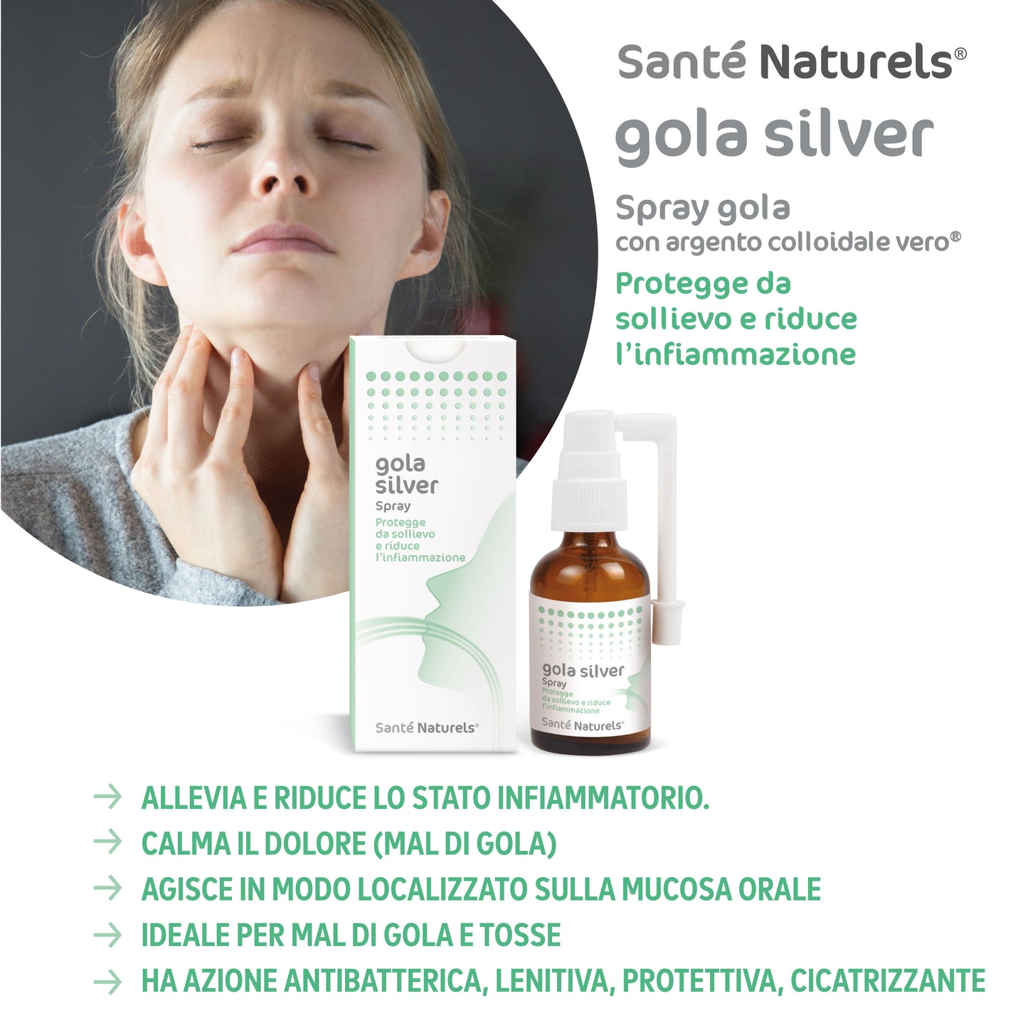Gola Silver Spray Antinfiammatorio con Argento Colloidale Vero® 30 ml