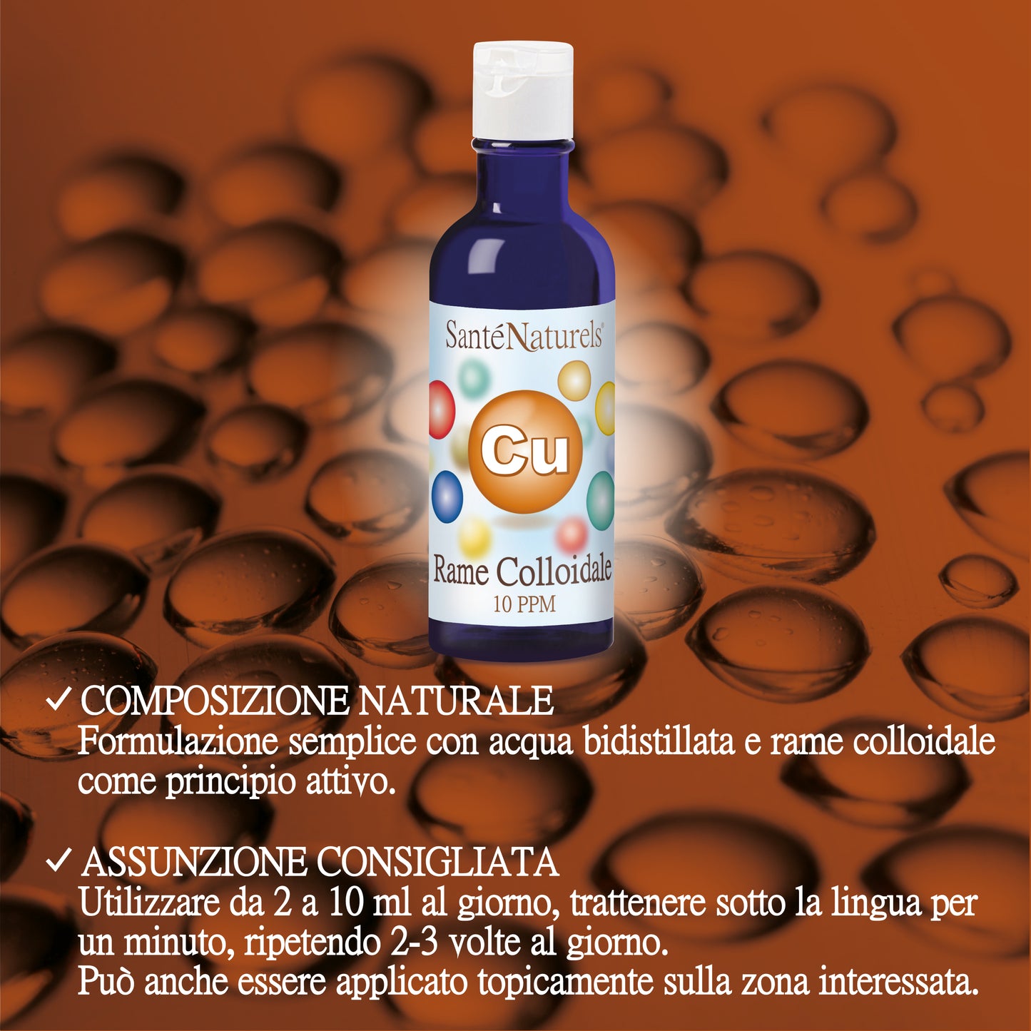 Rame Colloidale Artrite, Osteoporosi, Ossa, Antinfiammatorio. 10 ppm 200 ml