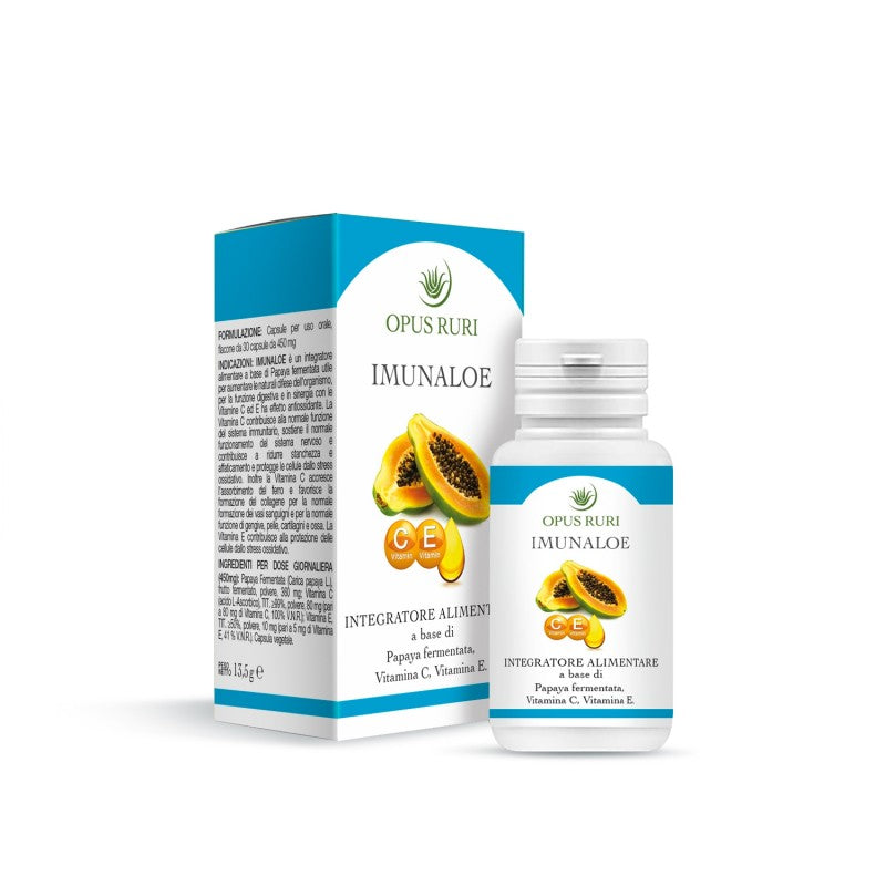 IMUNALOE Capsule- Integratore alimentare a base di papaya fermentata, vitamina C e vitamina E