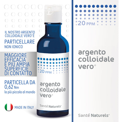 Argento Colloidale Vero® 20ppm 200 ml. Dimensione Particella 0,62 nm