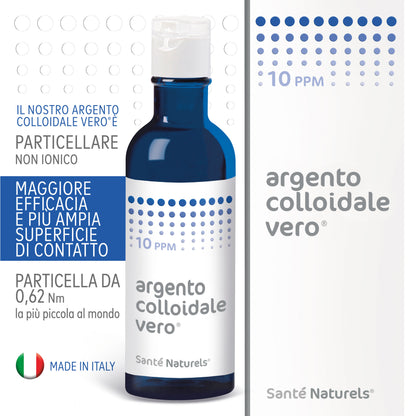 Argento Colloidale Vero® 10ppm 200 ml. Dimensione Particella 0,62 nm