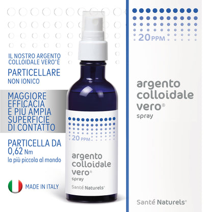 Argento Colloidale Vero® 20ppm 100 ml Spray. Dimensione Particella 0,62 nm