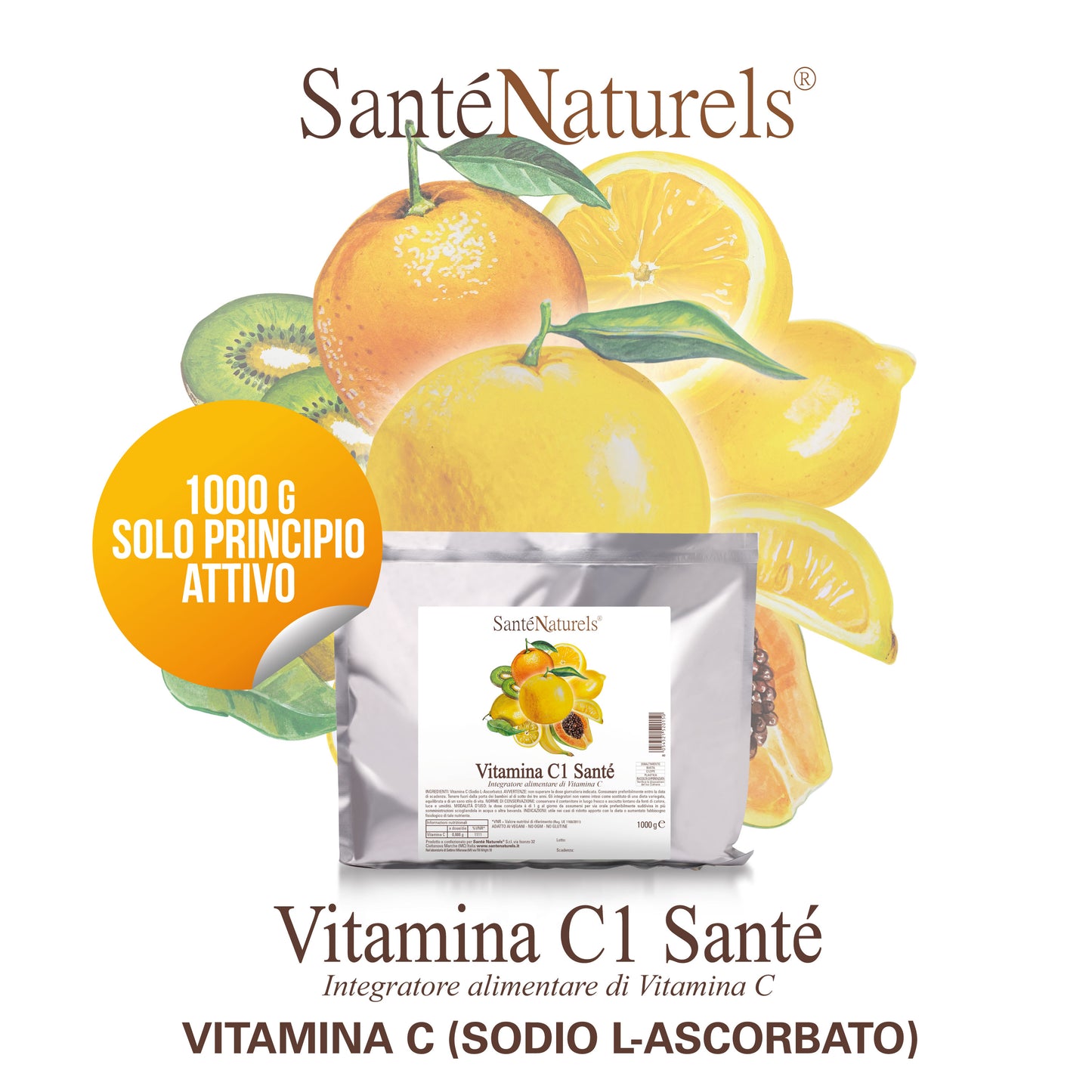 Ascorbato di Sodio Purissimo Vitamina C Polvere Idrosolubile 1 kg