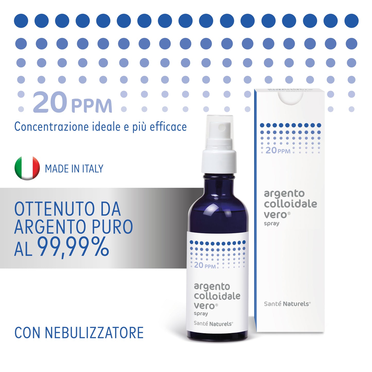 Argento Colloidale Vero® 20ppm 100 ml Spray. Dimensione Particella 0,62 nm