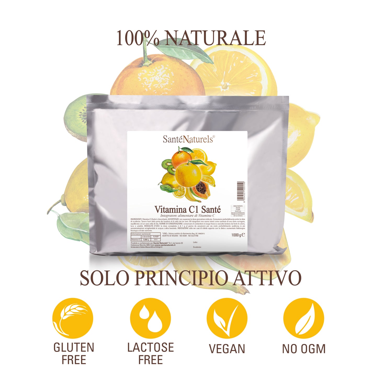 Ascorbato di Sodio Purissimo Vitamina C Polvere Idrosolubile 1 kg