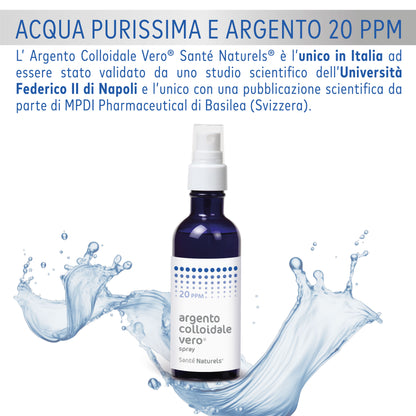 Argento Colloidale Vero® 20ppm 100 ml Spray. Dimensione Particella 0,62 nm