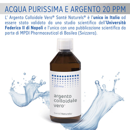 Argento Colloidale Vero® 20ppm 500 ml. Dimensione Particella 0,62 nm