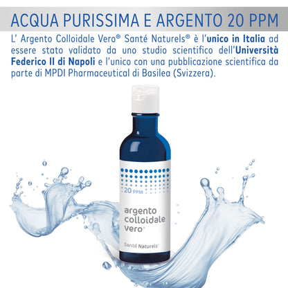 Argento Colloidale Vero® 20ppm 200 ml. Dimensione Particella 0,62 nm