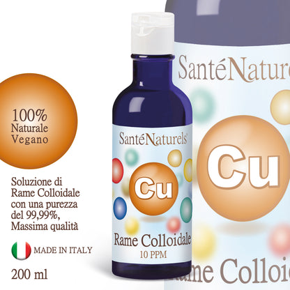 Rame Colloidale Artrite, Osteoporosi, Ossa, Antinfiammatorio. 10 ppm 200 ml