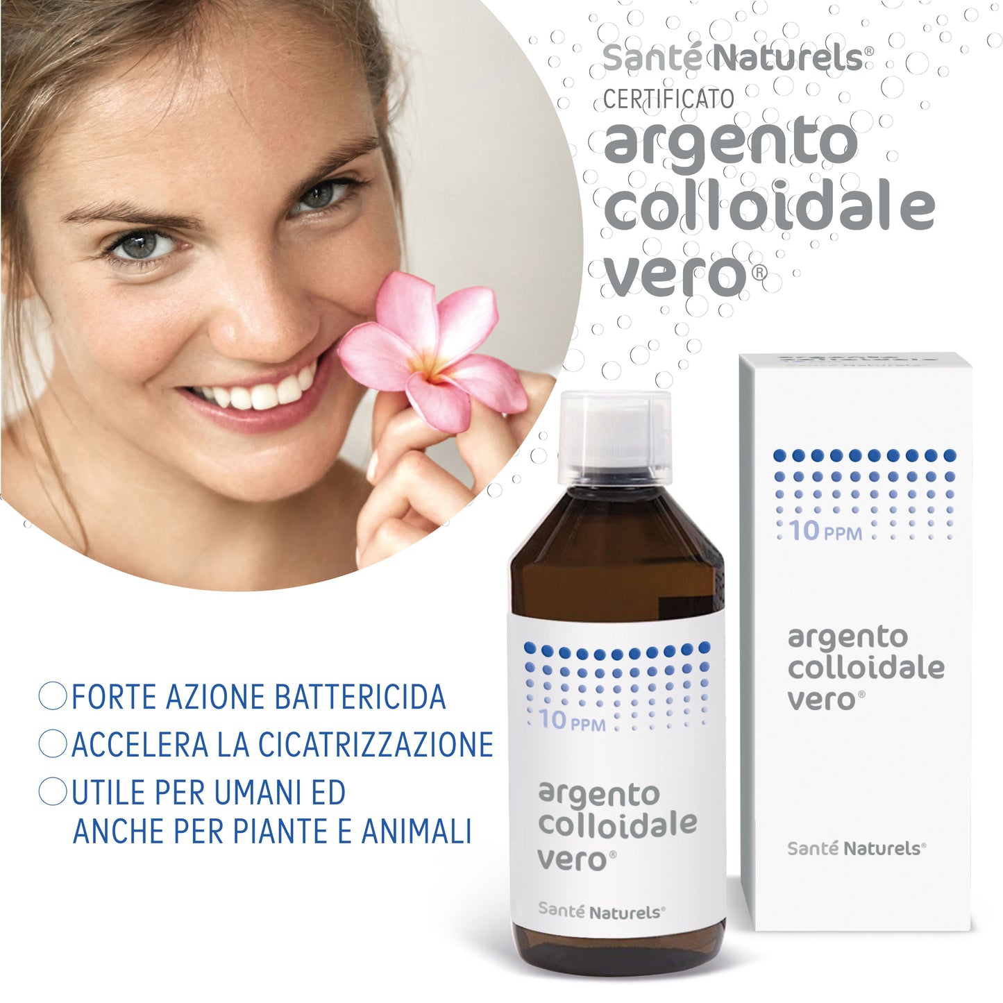 Argento Colloidale Vero® 10ppm 500 ml. Dimensione Particella 0,62 nm