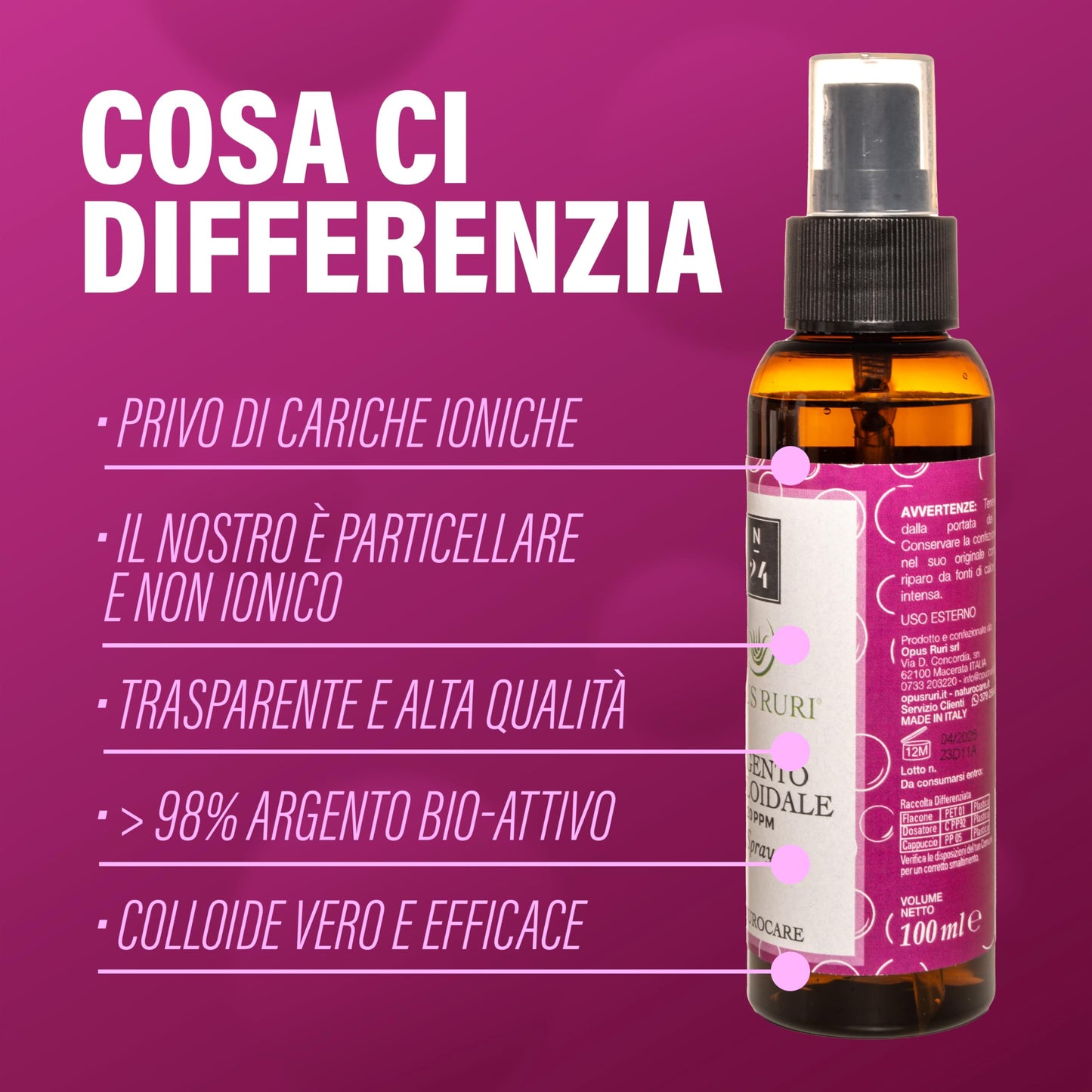 O plata coloidal 20 ppm spray 100 ml antibacteriano, antifúngico, antiinflamatorio, antiparasitario, descongestionante