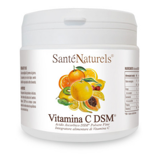 Vitamina C DSM® Polvere Fine. Produzione Europea. Acido Ascorbico. Formati 250 e 500 grammi