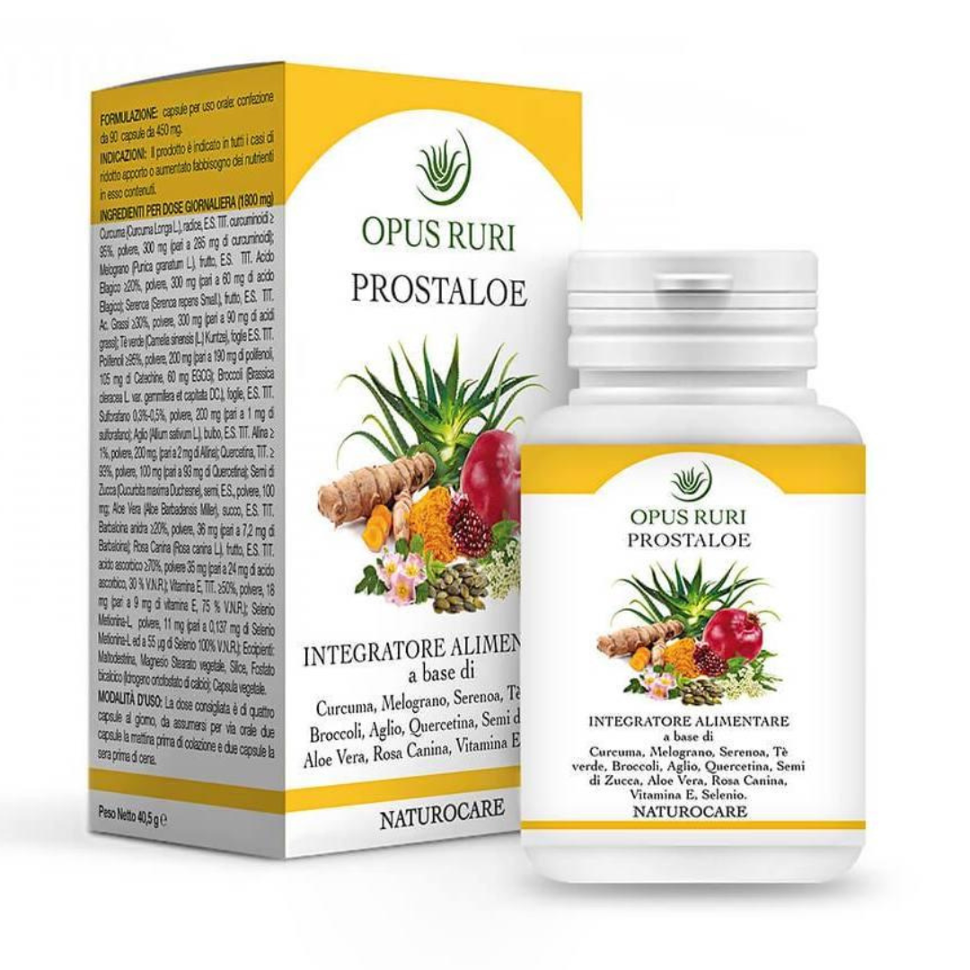 Prostaloe® 90 Vegetable Capsules of 450mg (Useful for promoting the functionality of the prostate and urinary tract 