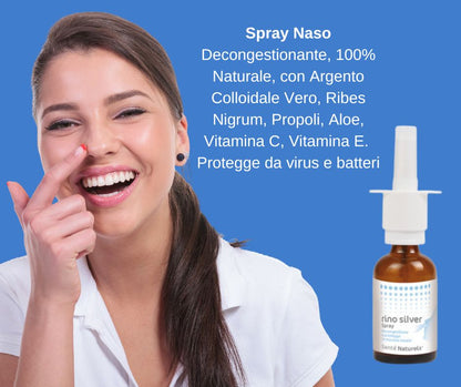 Rino Silver - Spray Naso Decongestionante Con Argento Colloidale Vero® 30 ml