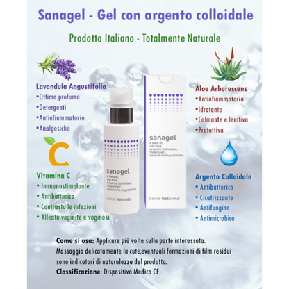 SanaGel con Argento Colloidale Vero®, Vitamina C, Vitamina E, Lavandula Angustifolia