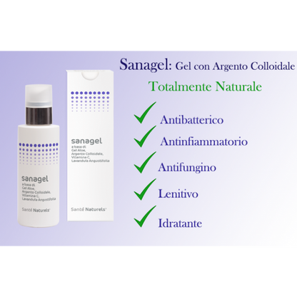 SanaGel con Argento Colloidale Vero®, Vitamina C, Vitamina E, Lavandula Angustifolia