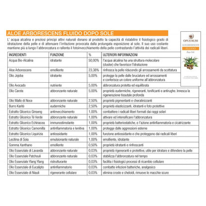 fluido dopo sole a base di aloe arborescens 200 ml | lenitivo, idrata e rigenera la pelle - Opus Ruri