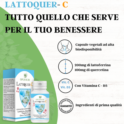 Lattoquer - C 60 Capsule Vegetali da 450mg (Difese immunitarie, contribuisce a ridurre stanchezza e affaticamento) - Opus Ruri