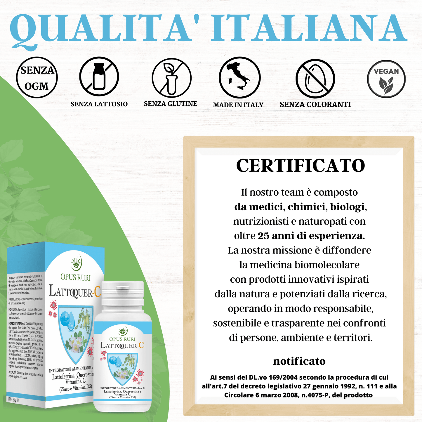 Lattoquer - C 60 Capsule Vegetali da 450mg (Difese immunitarie, contribuisce a ridurre stanchezza e affaticamento) - Opus Ruri