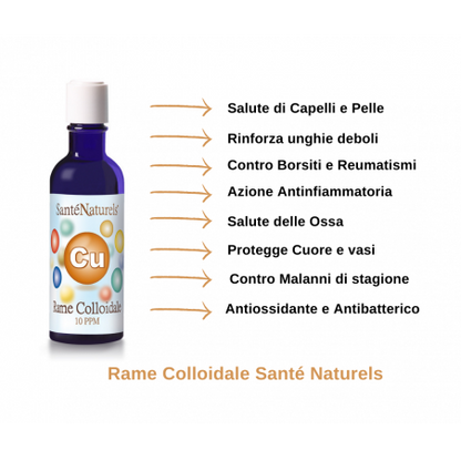 Rame Colloidale Artrite, Osteoporosi, Ossa, Antinfiammatorio. 10 ppm 200 ml