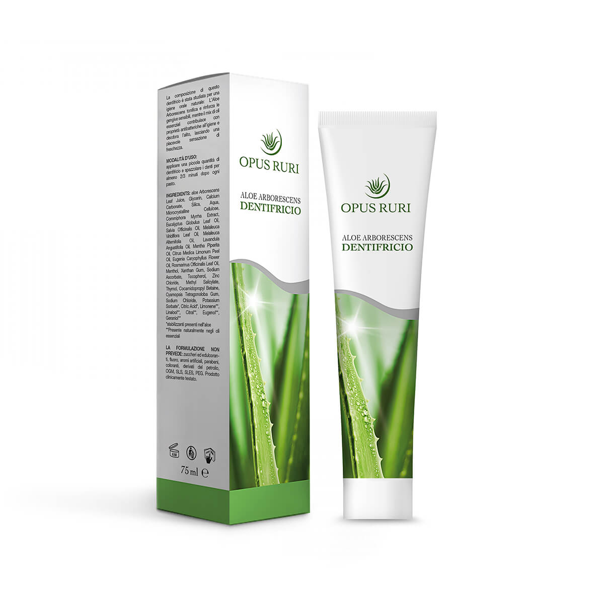natural aloe arborescens toothpaste 75 ml without fluoride, protects against tooth decay and tartar